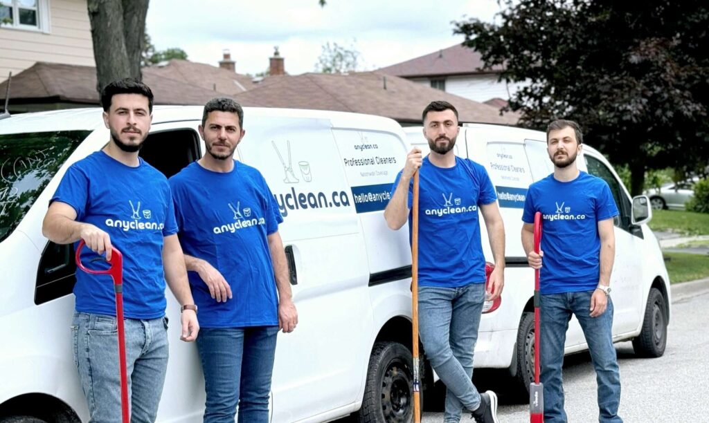 AnyClean cleaning services in Surrey, British Columbia: crew with mops and vacuums