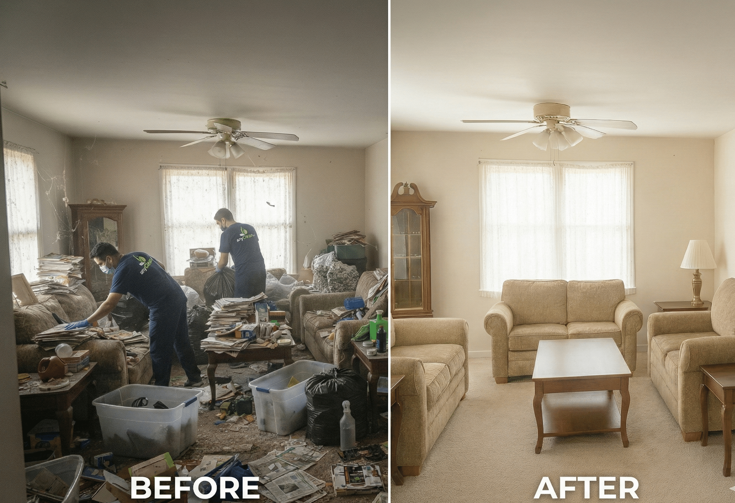 Before and after hoarder cleaning service in Halifax by AnyClean.ca